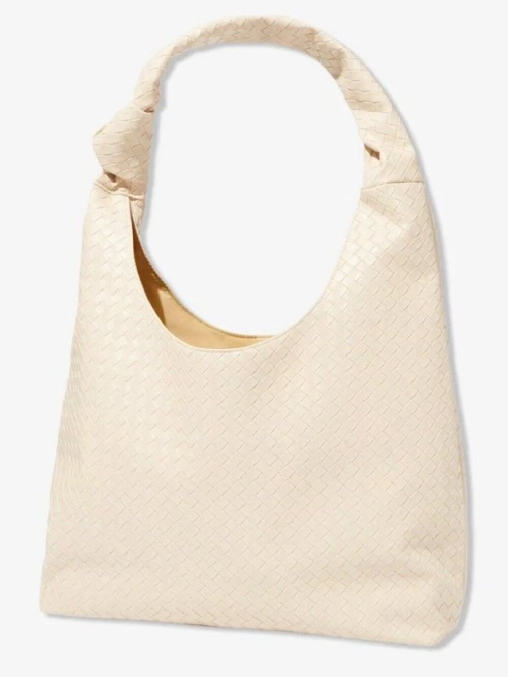 Ulta Beauty Knot Woven Shoulder Hobo Purse Tote Cream Beige Tote Bag NWT Weave F